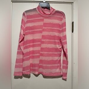 Pink and White Striped Long Sleeve Top